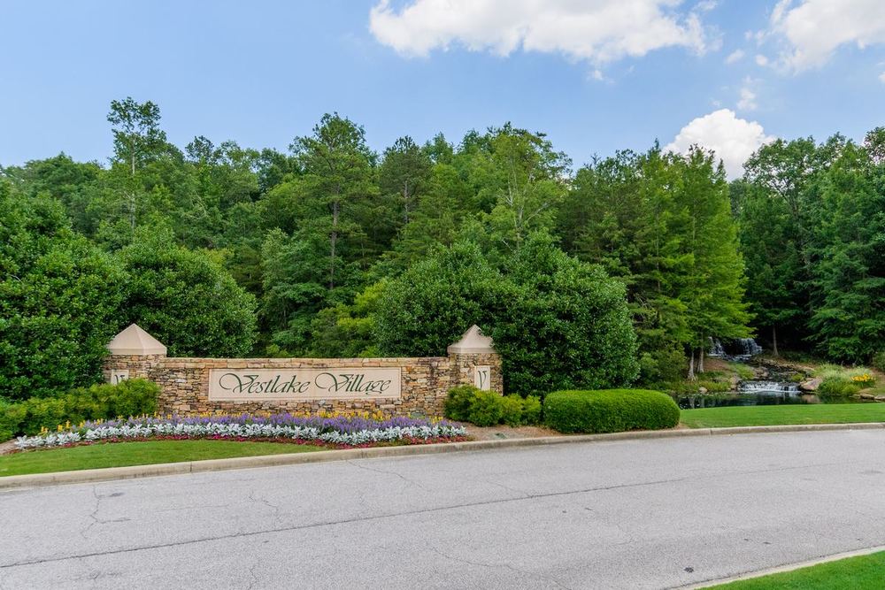 Stone entrance sign for Vestlake Village